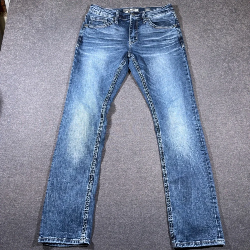 BKE Jake Jeans Mens 33x34 Blue Straight Leg Stretch Denim Southern Medium Wash